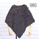 ZDFURS * Winter Hot Sale Knitted Natural rabbit fur Poncho Fashion Rabbit Fur Shawl Genuine Rabbit Fur warps Women  Fur Poncho
