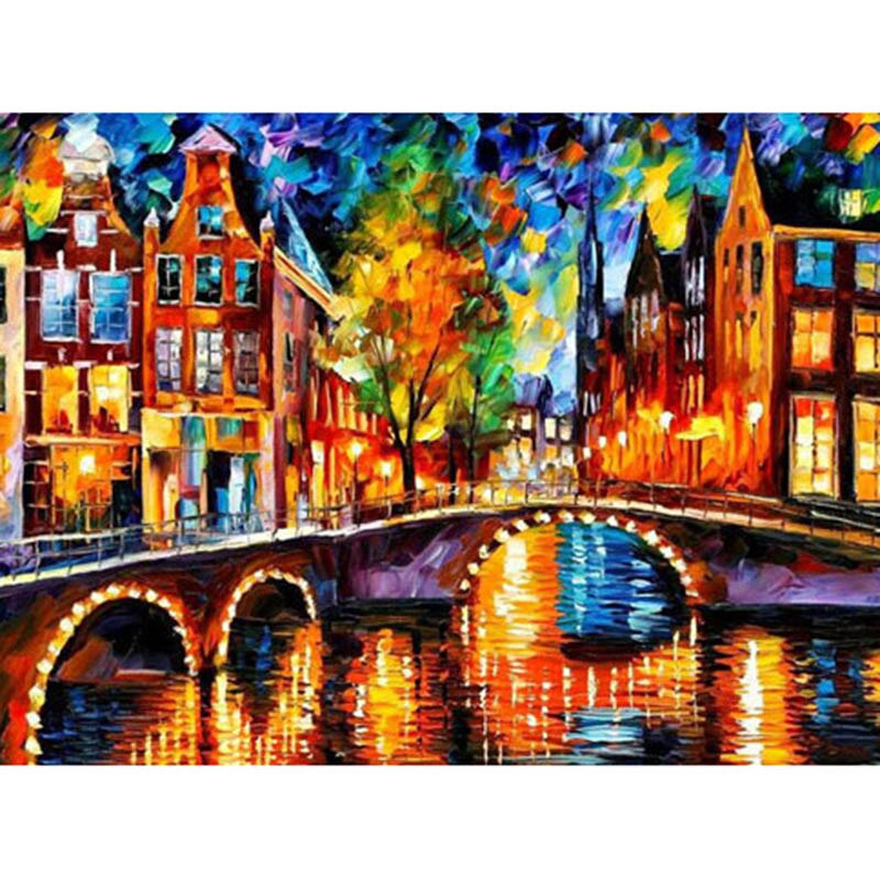 HOMFUN Full Square/Round Drill 5D DIY Diamond Painting "Oil painting landscape" 3D Embroidery Cross Stitch 5D Home Decor Gift