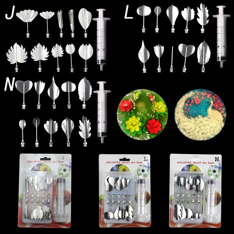 Baking Cake Tools 3D Gelatin Jelly Art Pudding Flowers Cake Decorating Tools Needle Tools Stainless Steel Nozzle Syringe Kit