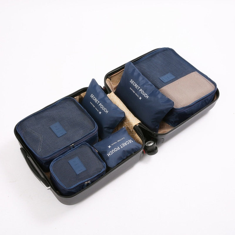 RUPUTIN 6Pcs/set Travel Organizer Storage Bags Suitcase Packing Set Storage Cases Portable Luggage Organizer Clothes Tidy Pouch