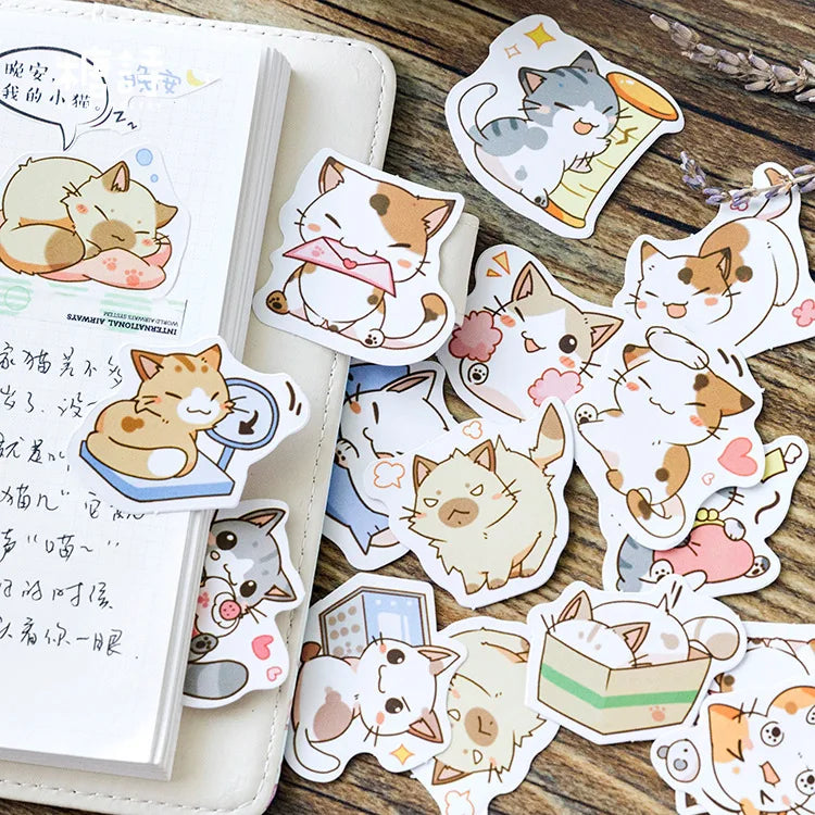 45 Pcs/box My Naughty Cats Diy Mini Paper Sticker Diary Album Scrapbooking Decoration Sticker Kawaii Stationery