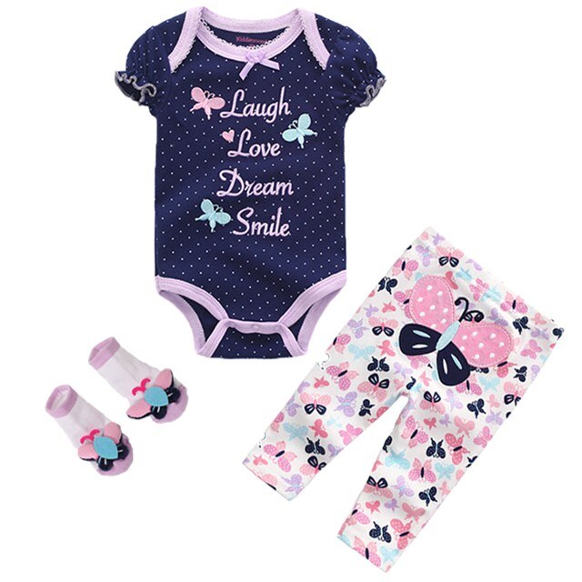 Spring Newborn Clothes Cotton Long Sleeve Rompers+Pant+Hat 3/4PCS/Set Pink Girls Boys Infant Animals 0-12M Baby Jumpsuit+Sock