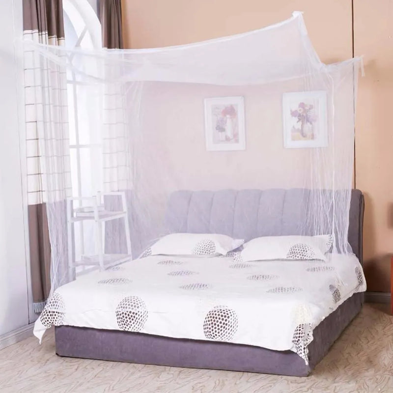 Four Corner Post Student Canopy Bed Mosquito Net Moustiquaire Canopy White Netting Queen King Twin Size