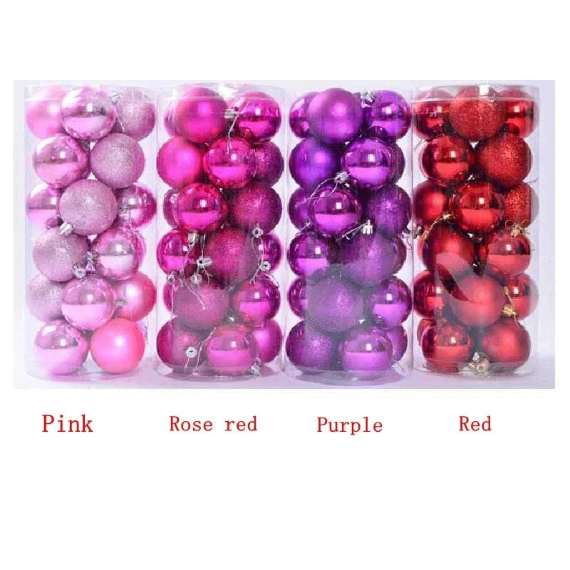 PGY 24PCS Christmas Balls Christmas Tree Decorations Xmas Ornaments 3cm/4cm/6cm/8cm Polystyrene Ball USA New Year Gifts Home A