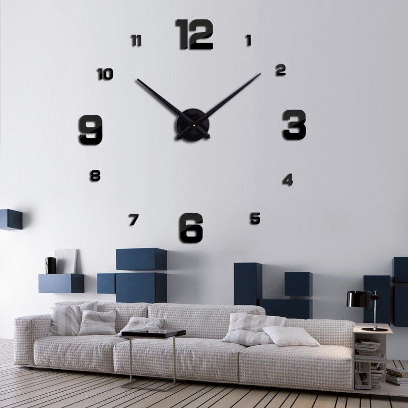 New Real Metal 3D DIY Acrylic Mirror Wall Clock Watch Clocks Home Decoration Modern Needle Quartz Stickers