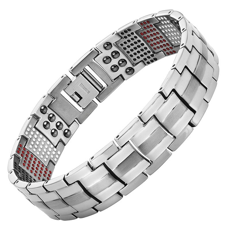 Escalus Men's Black Pure Titanium Magnetic For 4in1 Magnets Negative Ions Germanium Health Bracelets Jewelry