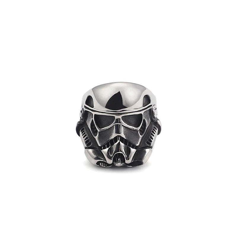 European and American men's titanium steel skull ring stainless steel ghost head punk retro ring accessories