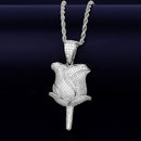 Rose Flower Necklace & Pendant Color Iced Cubic Zircon Men's Hip Hop Jewelry