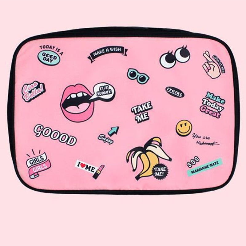 RUPUTIN Travel Cartoon Cosmetic Bag Large Capacity Makeup Cases Portable Bathroom Storage Organizer Bags Waterproof Make Up Bag