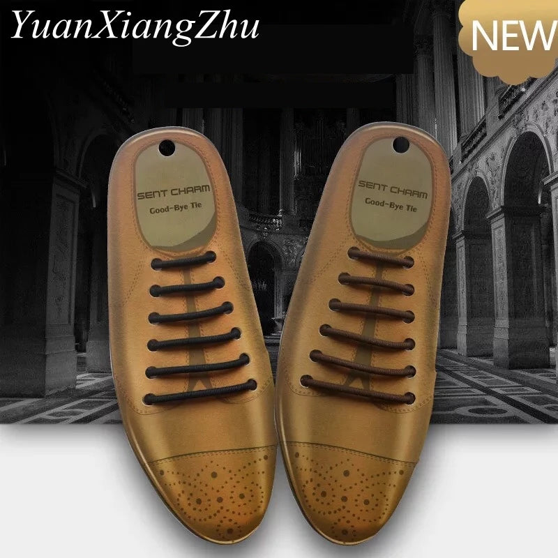 12pcs/set Men Women Leather Shoes Lazy No Tie Shoelaces Elastic Silicone Shoe Lace Suitable 3 Colors L6