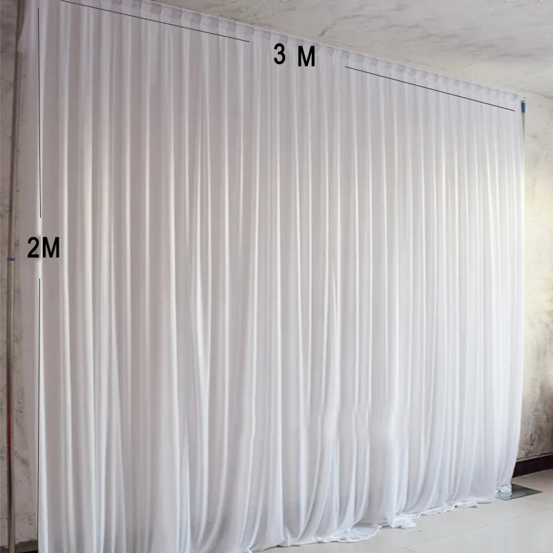3X2M/9.8x6.5FT Simple White Ice Silk Party Curtain Wedding Event Backdrops Stage Decoration Baby Shower Birthday Wall Decoration