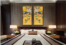 Chinese Style Bird Yellow Plant Landscape Combination Canvas Art Print Painting, Wall Picture For Living Room Home Decor