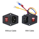 10A 250V Power switch AC 3pin AC power socket with red triple Rocker Switch tripod feet of copper with fuse for 3d printer