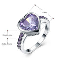 DreamCarnival 1989 Purple Lover Heart Zircon Rings for Women Party Ringen Anel Anniversary Gift Wholesales Amazing Price WA11316