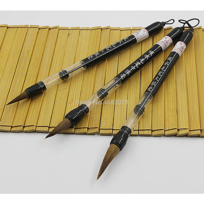 3pcs /Set Adjustable Piston Water Writing Brush Pen Chinese Calligraphy Beginner Weasel Hair Pen and Wool Pen