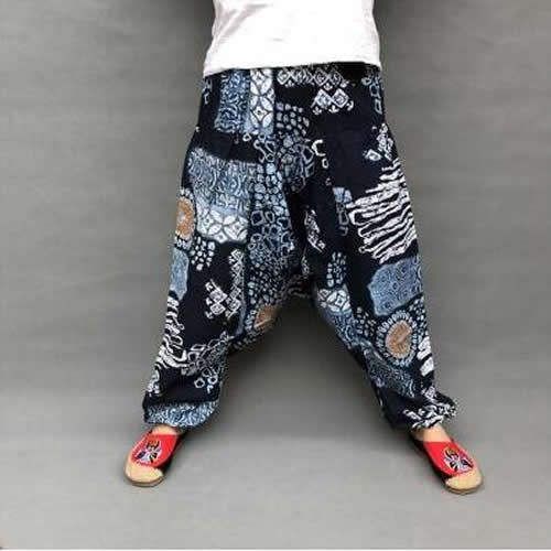 Baggy Harem Pants Women Causal Print Hippie Joggers Cross-Pants Loose Trousers Aladdin Lantern Wide Leg Cotton Linen Pants Plus