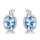 UMCHO Nano Sky Blue Topaz Gemstone Clip Earrings For Women Genuine 925 Sterling Silver Earrings For Women Romantic Fine Jewelry