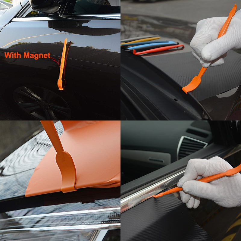 FOSHIO Vinyl Film Car Accessories Wrap Tools Kit Carbon Sticker Installing Rubber Scraper Window Tinting Magnet Squeegee Knife