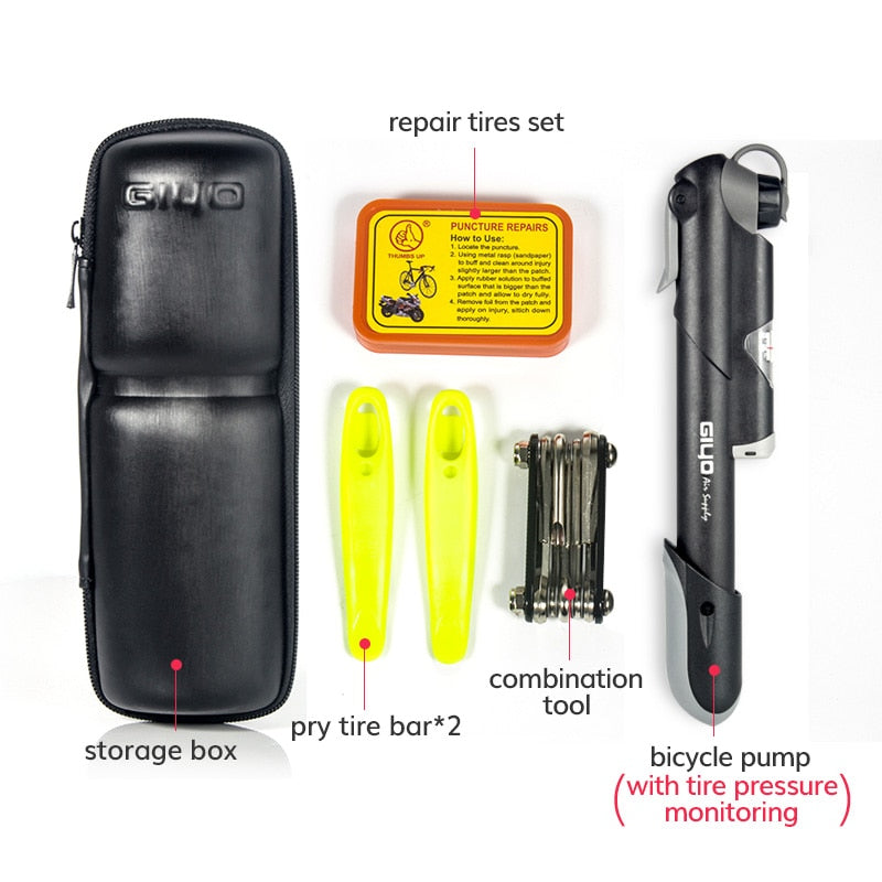 Bicycle Repair Tools Portable MTB Bike Tire Repair Kits Bicycle Tool Pump Cycling Puncture Repair Tool Bag Bike Storage Bottle