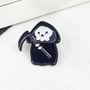 Cartoon Sickle Death Skeleton Pin Brooch Black Cloak Death Skull  Button Enamel for Women Men Hat Bag Clothes Lapel Pin Brosche