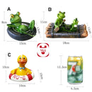 Resin Floating Bamboo raft Frog Statue duck Sculpture Outdoor Garden Pond Decorative Home  Fish Tank Garden Decor Desk Ornament