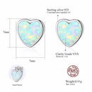 CZCITY 925 Sterling Silver Lovely Blue Green White Heart Opal Stud Earrings for Women Engagement Wedding Fine Jewelry Gifts