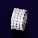 Bubble Letter Four Rows Solitaire Men's Rings Copper Charm Gold Color Cubic Zircon Iced Out Fashion Hip Hop Jewelry