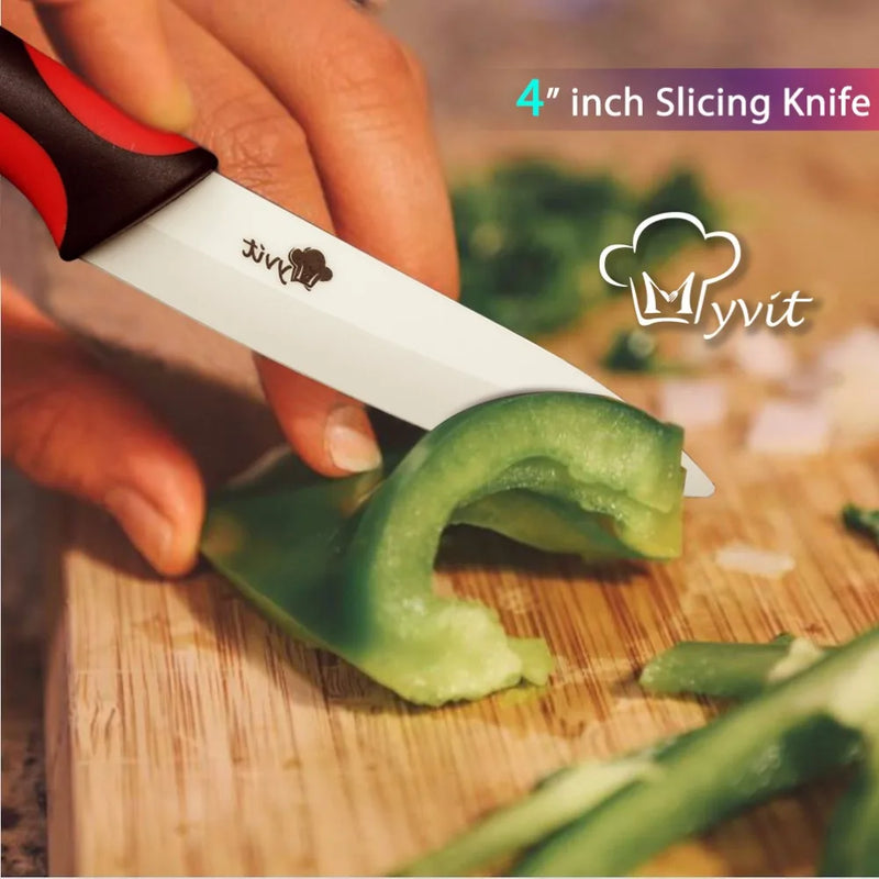 Ceramic Knife Kitchen Knives Holder Chef Slicing Utility Paring Knife White Blade 3 4 5 6 inch + Stand + Peeler Cooking Set