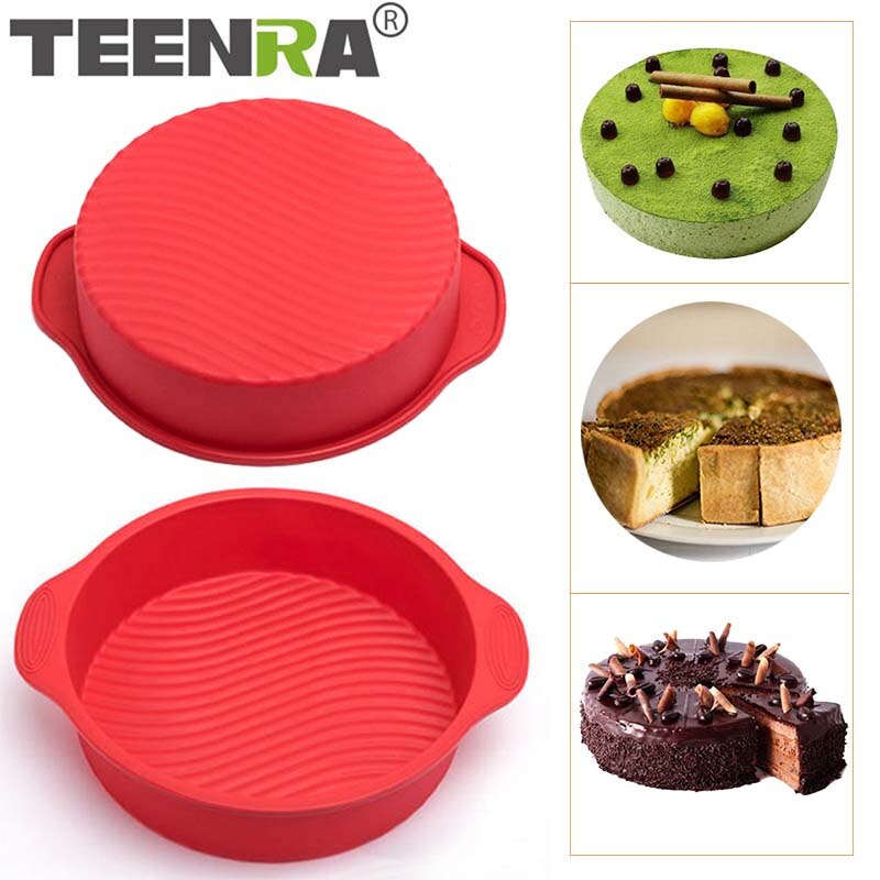 TEENRA 1Pcs Round Silicone Cake Mold Non-stick Baking Pan Muffin Cake Pan 3D Silicone Baking Dish Bread Mold Cake Form Bakeware