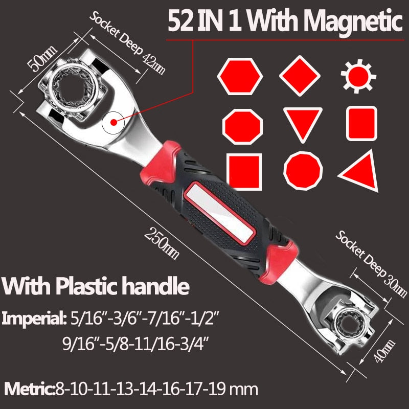 48 in 1 Wrench Socket Works with Spline Bolts Torx 360 Degree 6-Point Universial Furniture Car Repair Spanner Hand Tools