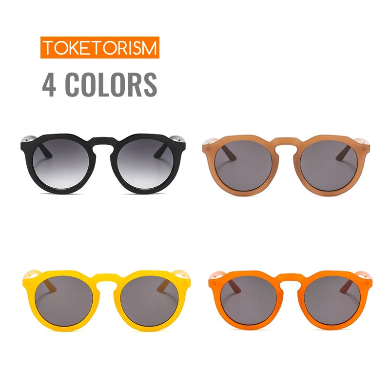 Toketorism Fashionable Women's Sunglasses Retro Design Quality Round Plastic Yellow Sunglasses  9133