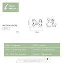 bamoer Dog and Bone Stud Earrings  for Girl Sterling Silver 925 Cat Ear Studs Jewelry Bijoux Anti-allergy Jewelry SCE649