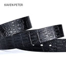 Men's Cowskin Belt Crocodile Pattern Luxury Designer Belts Men High Quality 100% Genuine Leather Ancient Silver Metal Buckle