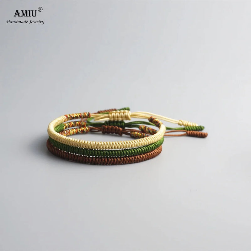 AMIU 3PCS Tibetan Jewelry Buddhist Good Lucky Charm Tibetan Bracelets & Bangles For Women And Men Handmade Knots Bracelet