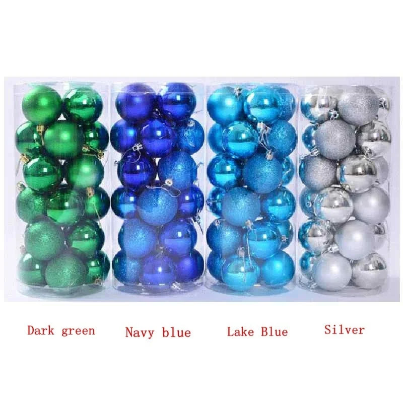 PGY 24PCS Christmas Balls Christmas Tree Decorations Xmas Ornaments 3cm/4cm/6cm/8cm Polystyrene Ball USA New Year Gifts Home A