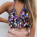 Sequin Halter Bra Top Belly Dance Boho Festival Top Clubbing Tribal Bra BH Top Bellydance Sequins Beaded Bra
