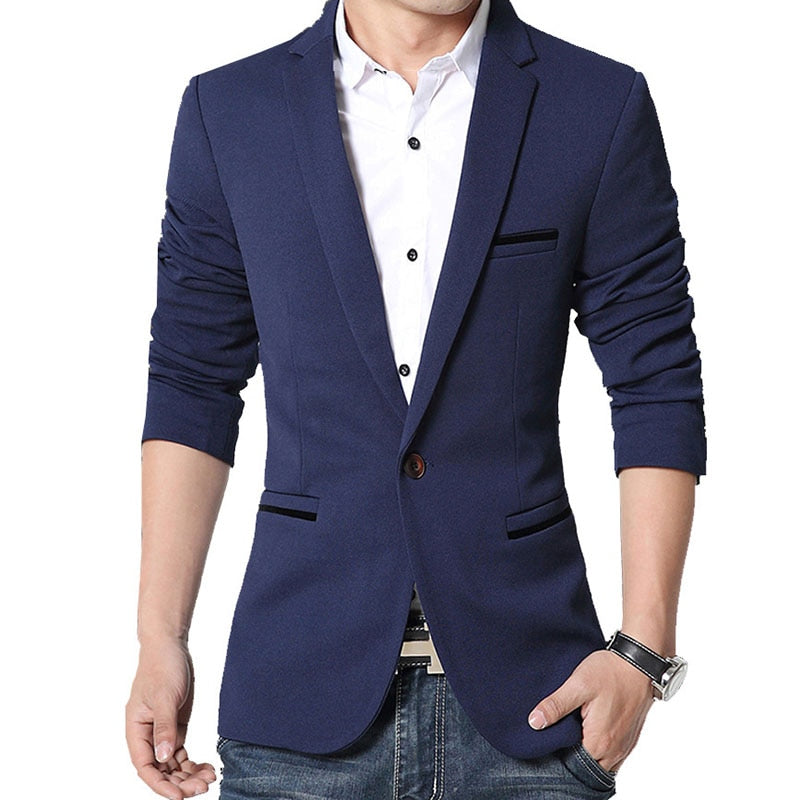 Brand Mens Casual Blazers Autumn Spring Fashion Slim Suit Jacket Men Blazer Masculino Clothing Vetement Homme M~5XL AY1415