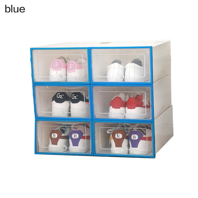 6PCS Flip Shoes Box Thickened Transparent Drawer Case Plastic Shoe Boxes Stackable Box Shoe Organizer Shoebox storage Shoe rack