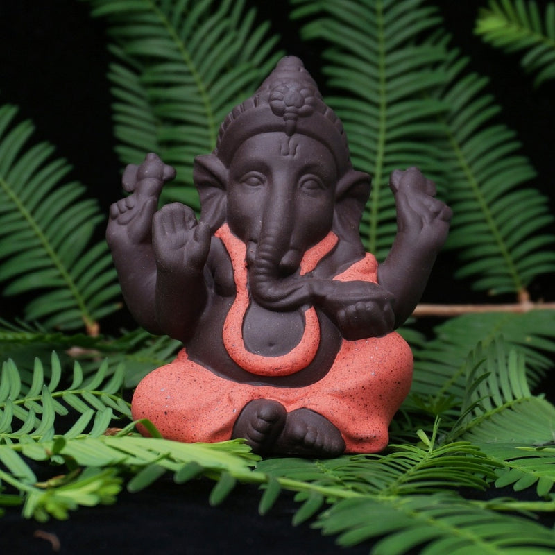 Ceramic Buddha Statues Purple sand Elephant God Figurines Home Decor Ganesha Mascot Decoration Flowerpot landscape Garden