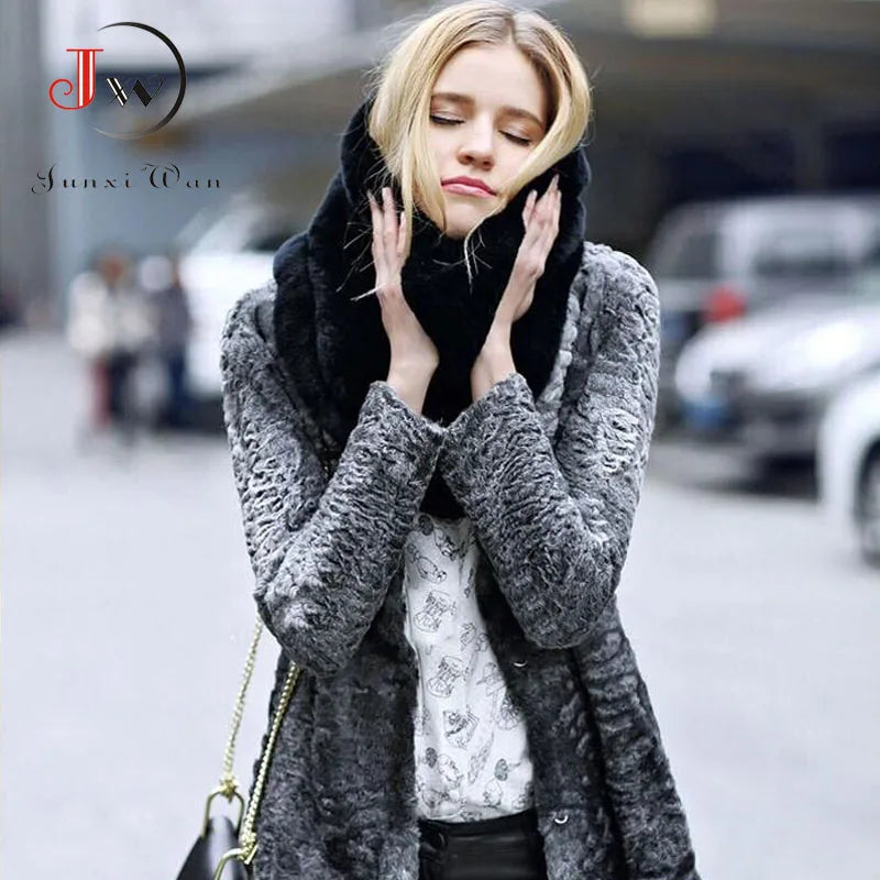Rabbit Fur Winter Scarf Women Faux Fur Collar Ring Scarves Lady Pashmina Wraps Shawls Winter Bandana foulard Cashmere ST0008