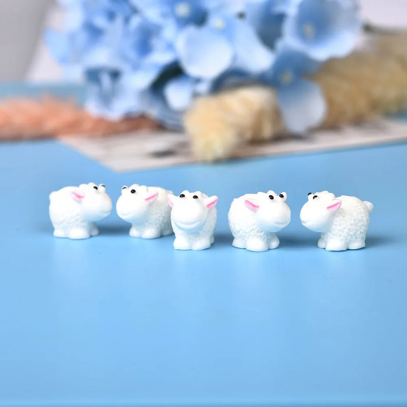 5 Pcs Cute Mini Small Sheep Dolphins Animals Home Micro Fairy Garden Figurines Miniatures Home Garden Decor DIY Accessories