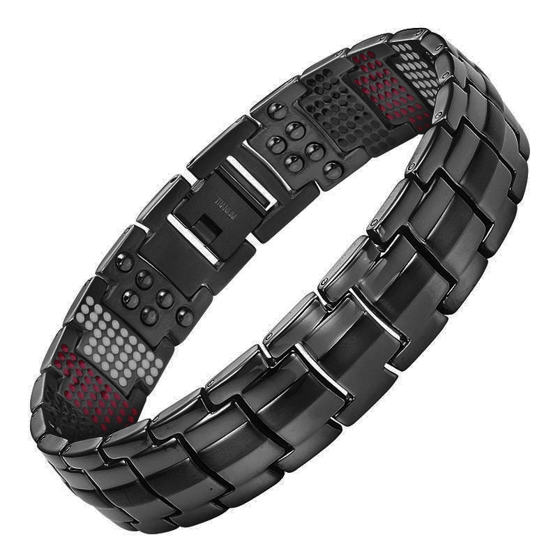 Escalus Men's Black Pure Titanium Magnetic For 4in1 Magnets Negative Ions Germanium Health Bracelets Jewelry