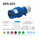 32A 3 pole connector Industrial male&female plugs SFN-023/SFN-223 waterproof IP44 220-240V~2P+E