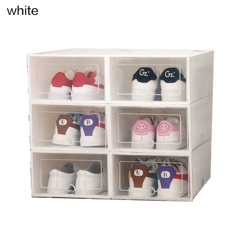 6PCS Flip Shoes Box Thickened Transparent Drawer Case Plastic Shoe Boxes Stackable Box Shoe Organizer Shoebox storage Shoe rack