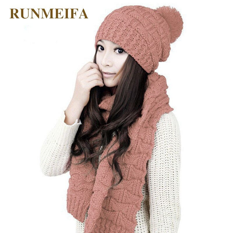 2018 design autumn and winter new warm scarf hat set for ladies Acrylic yarn classic fashion Solid scarf hat gift in stock
