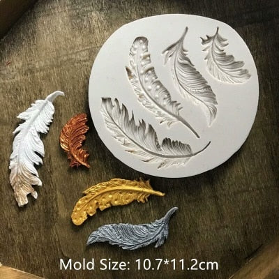 Feather Sugar Buttons Silicone Mold Fondant Mold Cake Decorating Tools Chocolate Gumpaste Mold K136