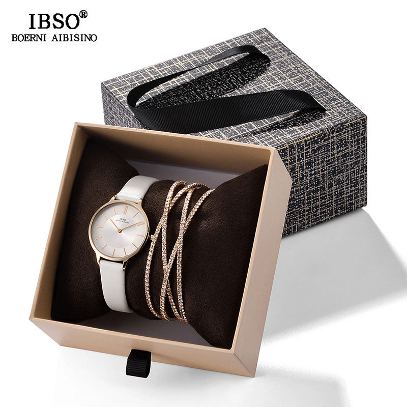 IBSO Crystal Bracelet Watches Set Female High Quality Quartz Watch Luxury Women Watch Bangle Set For Valentine&