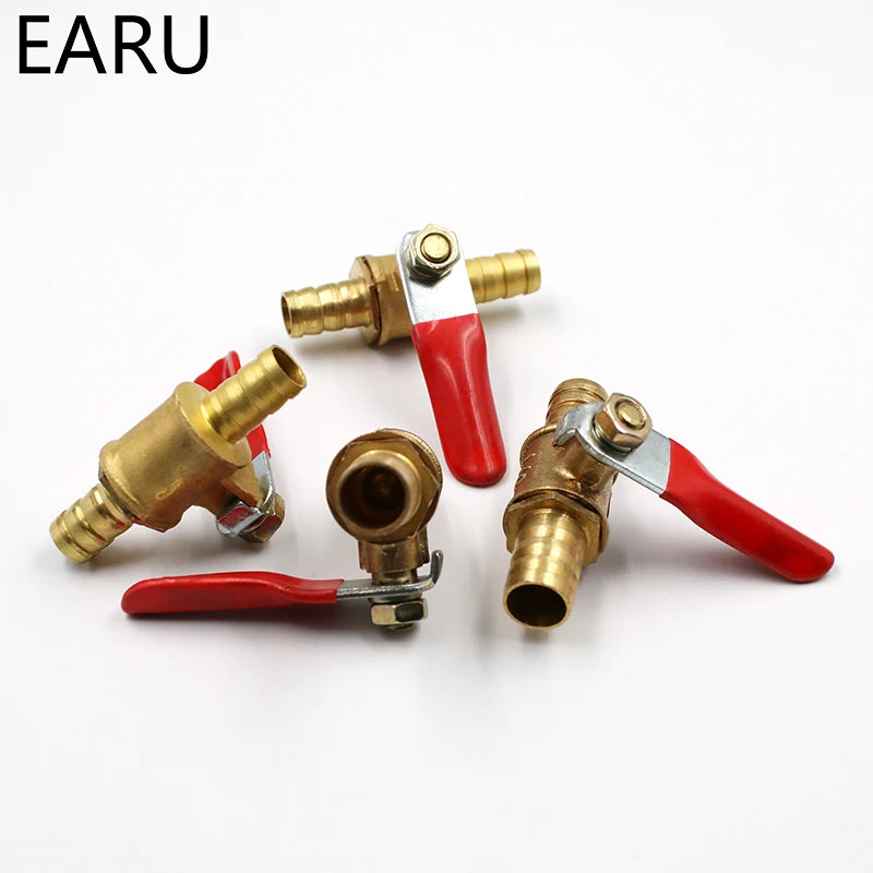 6mm-12mm Hose Barb Inline Brass Water Oil Air Gas Fuel Line Shutoff Ball Valve Pipe Fittings Pneumatic Connector Controller