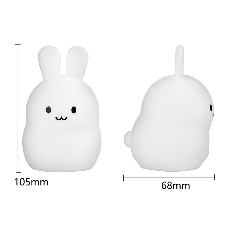 Mini Bear Rabbit Hippo Owl Penguin Lamp RGB LED Night Light Portable Cartoon Silicone Animal Lamp for Children Kids Baby Gift