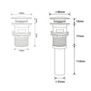 ROVATE Pop up Drain with Overflow Bathroom Sink Waste basin Drainer plug Bath Tub Round Chrome